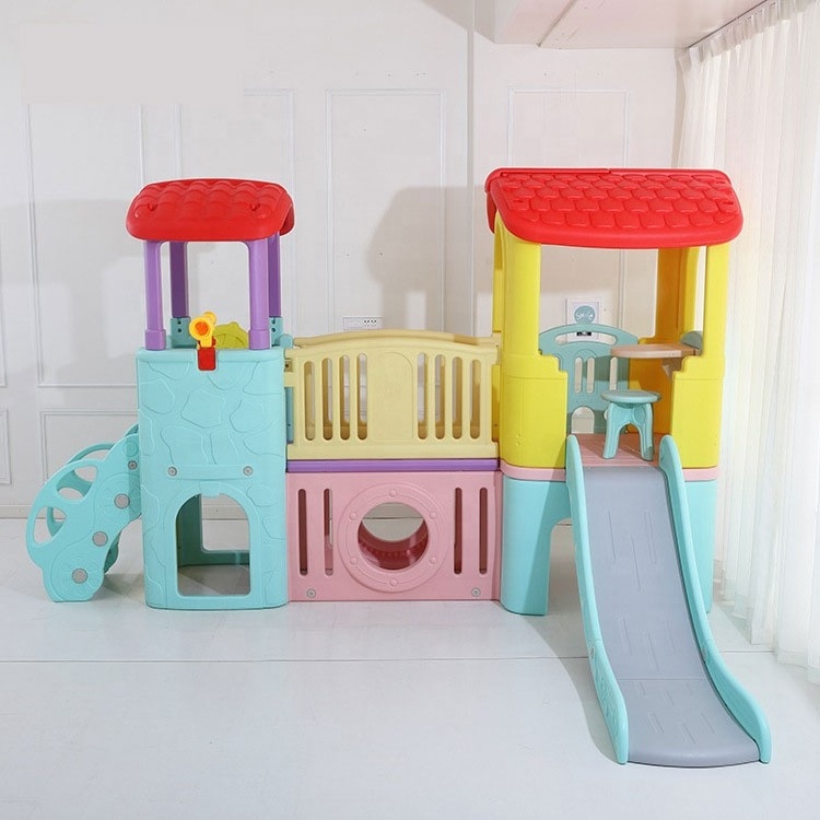 Plastic Family Combination Small Indoor Kids Playground Slide For Children