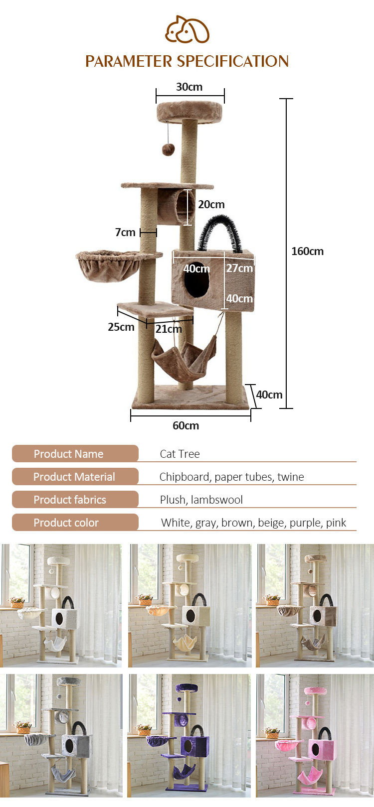 Multi-Level Cat Tree Condo with Sisal Scratching Posts Perches Houses Hammock and Baskets Cat Tower Furniture For Kitty Activity