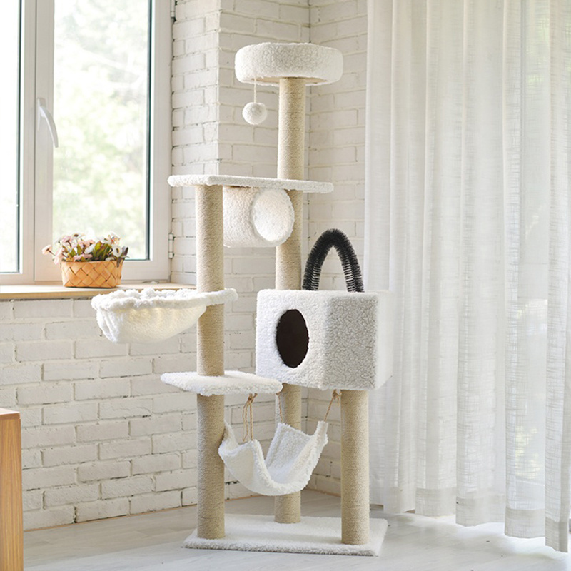 Multi-Level Cat Tree Condo with Sisal Scratching Posts Perches Houses Hammock and Baskets Cat Tower Furniture For Kitty Activity