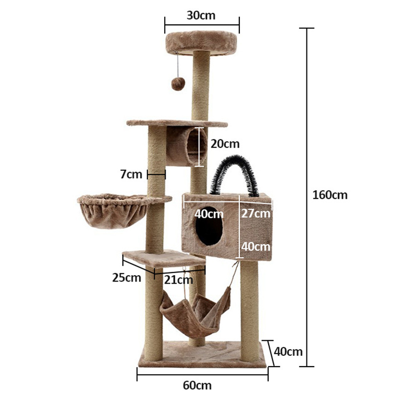 Multi-Level Cat Tree Condo with Sisal Scratching Posts Perches Houses Hammock and Baskets Cat Tower Furniture For Kitty Activity