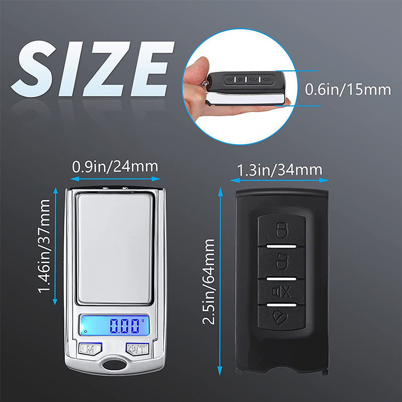 J&R Newest Multi-function Car Key Keychain Design Electronic Digital Mini LCD Jewelry Gold Diamond Pocket Scale 200g 0.01g