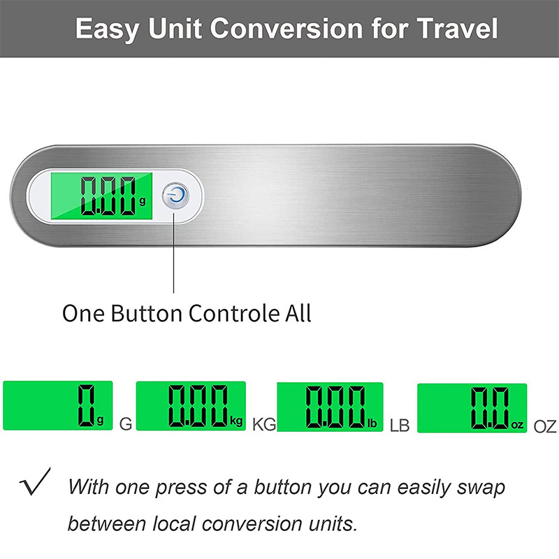 J&R High Precision Timeless Stainless Steel 50kg 110lb Weight Weighing Travel Baggage Portable Digital Luggage Scale for Luggage