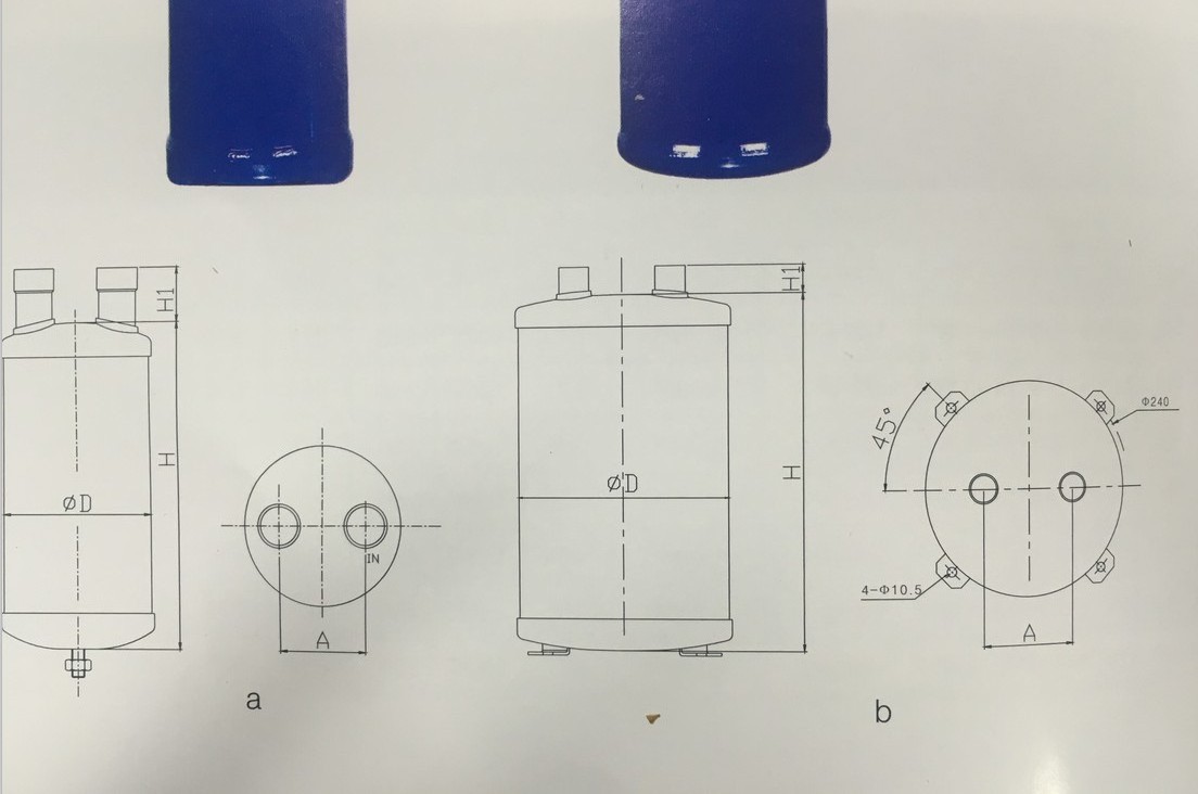 refrigeration part ODF suction line accumulator for condensing unit