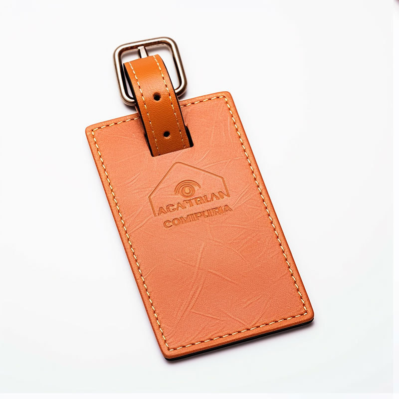 trip airport flight travel gifts custom logo embossed PU vegan leather luggage travel tag