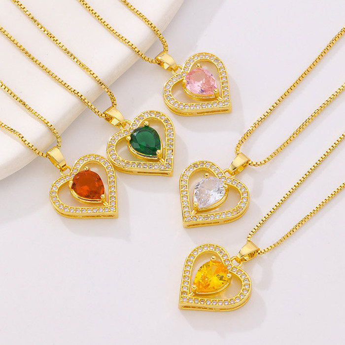 Low MOQ 10pcs Wholesale crystal i love you forever heart pendant necklace valentines day jewelry