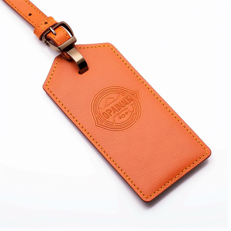 trip airport flight travel gifts custom logo embossed PU vegan leather luggage travel tag