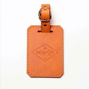 trip airport flight travel gifts custom logo embossed PU vegan leather luggage travel tag