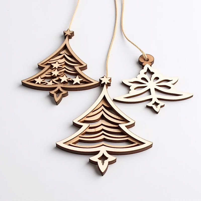 eco friendly gifts decor custom engraved wood hanging wooden christmas tree pendant