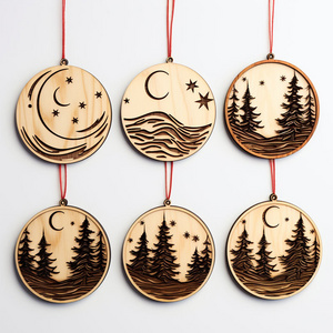 eco friendly gifts door house decoration custom engraving wooden wood ornaments for christmas