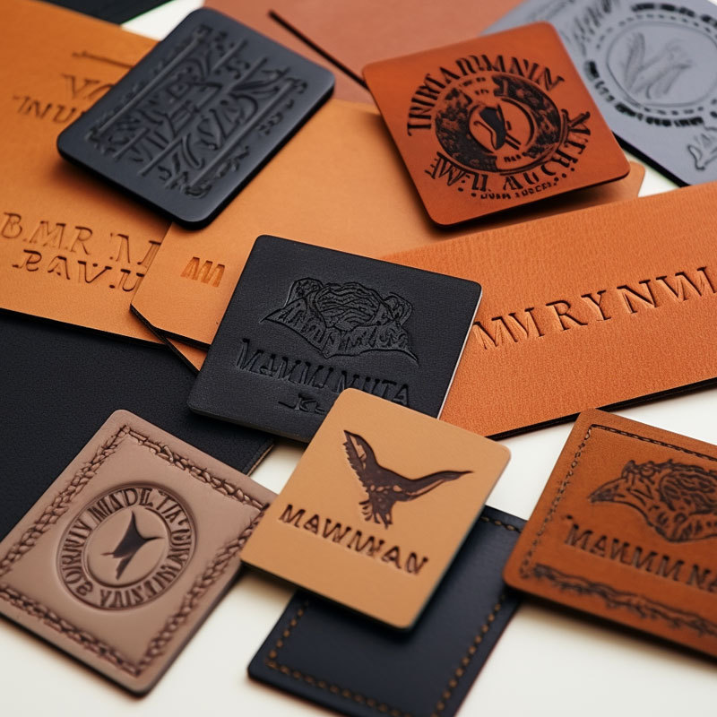 fashion design custom embossed brand name logo clothing leather patch labels