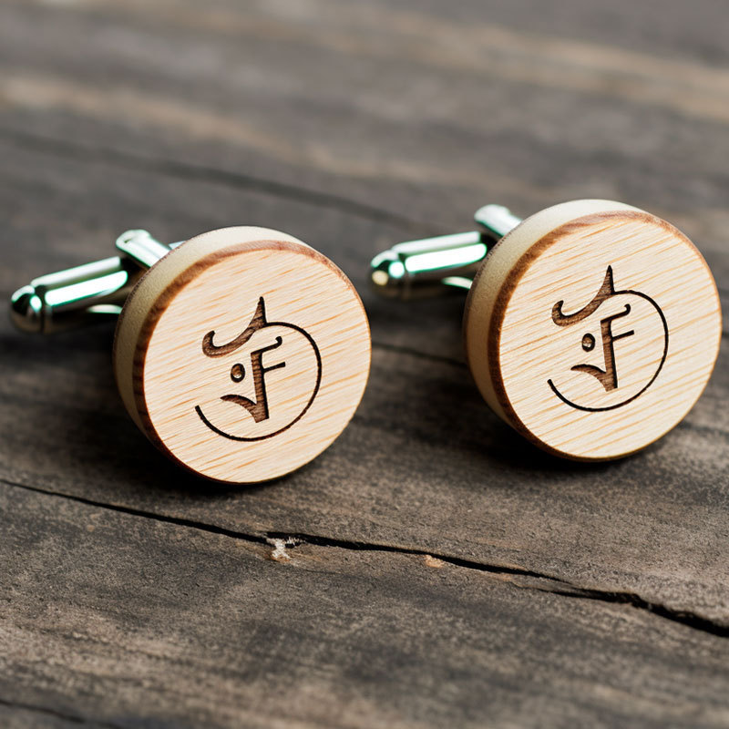 eco friendly suit accessories wedding name custom engraved logo wooden cufflinks