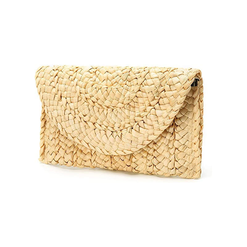 Wholesale women summer beach handbags straw raffia rattan clutch bag