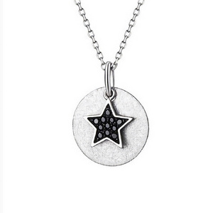 Low MOQ Wholesale jewelry women 925 sterling silver black cz five-pointed 5 star necklace