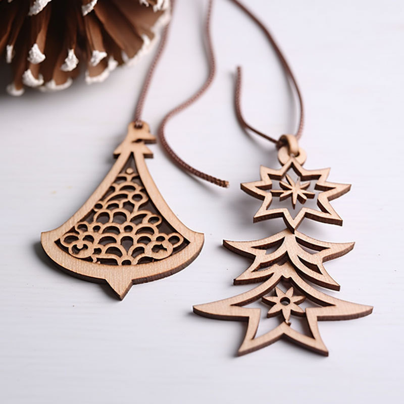 eco friendly gifts decor custom engraved wood hanging wooden christmas tree pendant