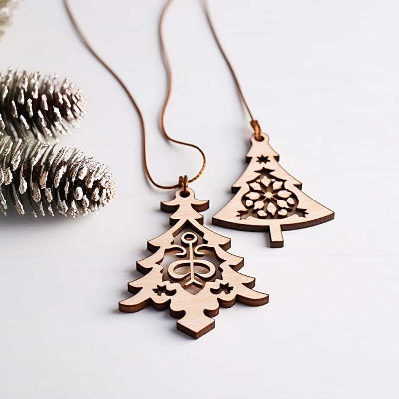 eco friendly gifts decor custom engraved wood hanging wooden christmas tree pendant