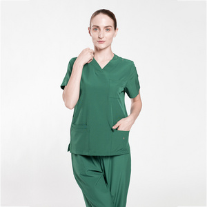 Wholesale Chlorine Bleach Resistance Antiwrinkle Beauty Center Clinical Doctor Polyester Scrubs For Hand Wash