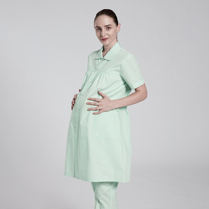 MengYipin Candy Green Color Nurse Uniform Dress Hospital Uniform Coverall White Nurse Uniform for Pregnant Nurse