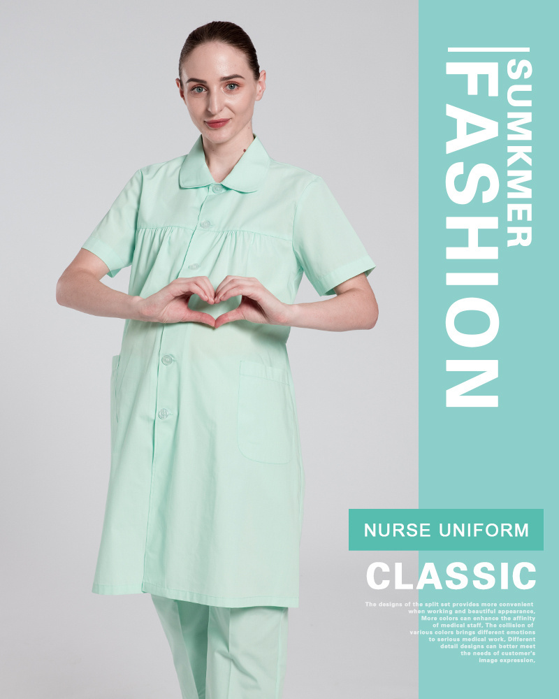 MengYipin Candy Green Color Nurse Uniform Dress Hospital Uniform Coverall  White Nurse Uniform for Pregnant Nurse | BestSuppliers.com