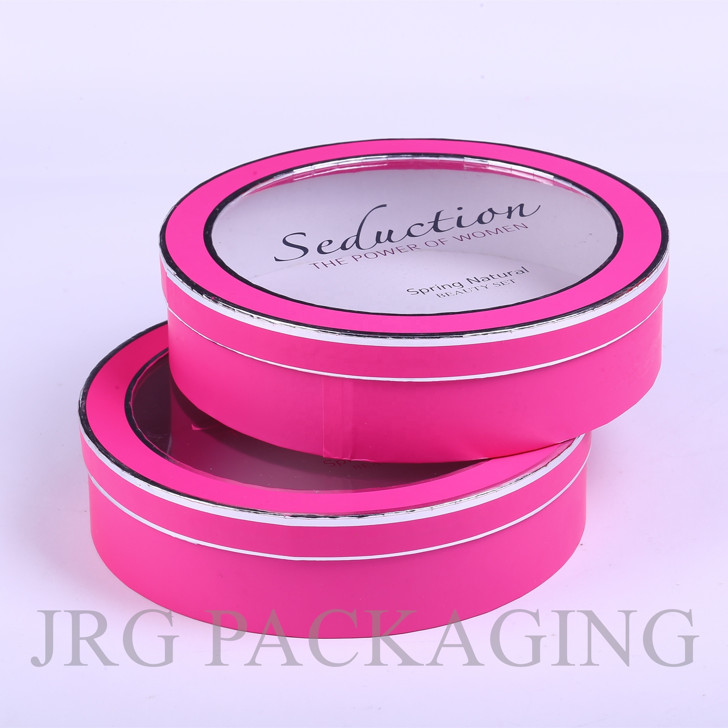 Customized Size Logo Printing Circle Cardboard Small Round Box Eyelash Packaging Paper Box with PVC Window for Cosmetic Packing