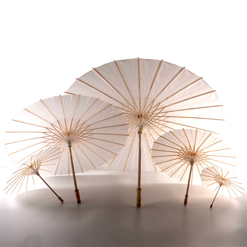 2023 Paper Brida Wedding Umbrella White Parasols Handmade Plain Chinese Mini Craft Umbrella For Hanging Ornaments