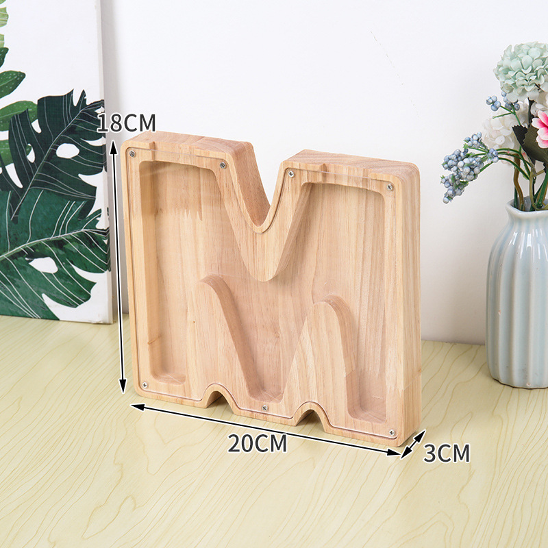 free sample  Personalized Wooden Letter Piggy Bank Large Money Box Alphabet Piggy Bank for Kids Kids Piggy Bank Money Saving Box