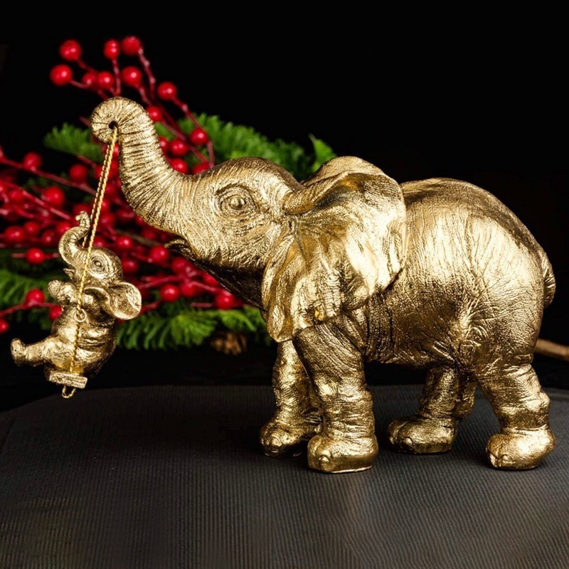 2023 Handmade And High Quality Resin Animal Statue For Home Decor Gold Elephant Decor