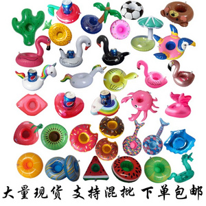 PVC Round Flamingo Floating Beer Drink Holders Beach Float Beverage Coasters Swimming Pool Inflatable Cup Holder drinks holder