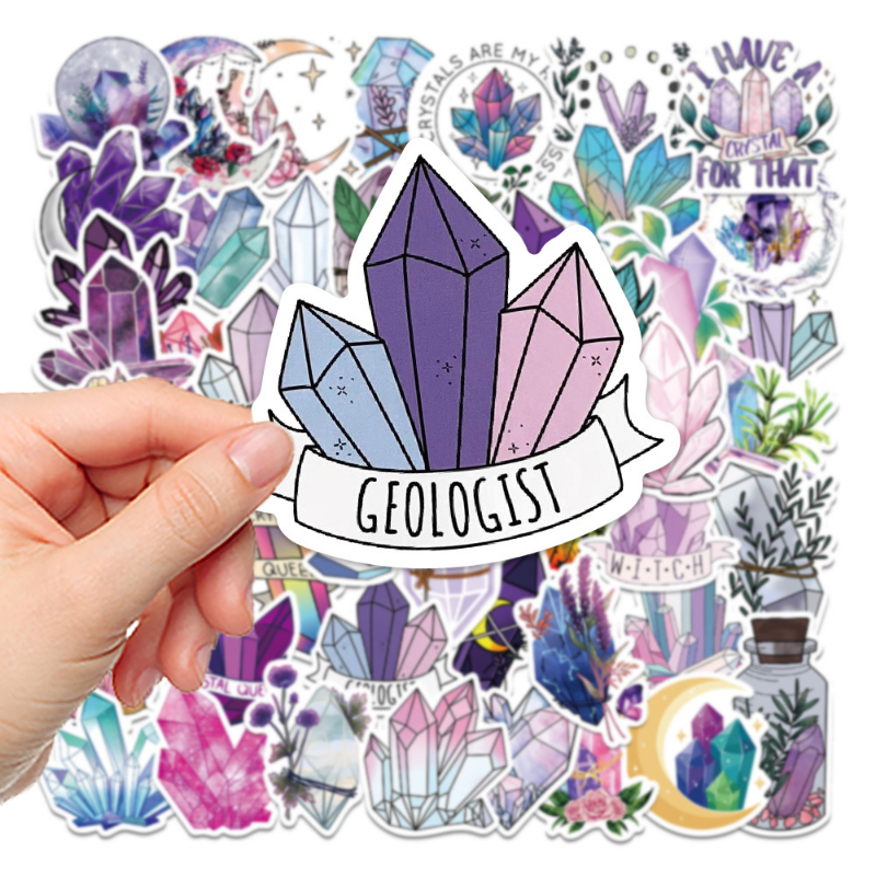 50pcs Boho Crystal Sticker Cute Trendy Waterproof Vinyl Decal For Teen Girl Laptop,Water Bottle,Guitar,Phone,Skateboard