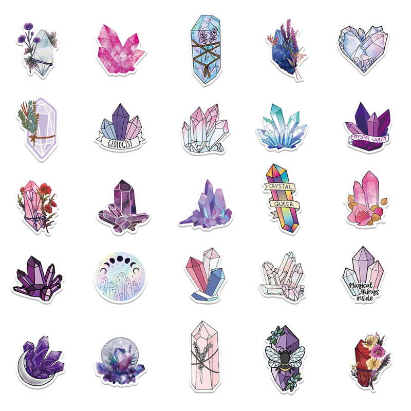 50pcs Boho Crystal Sticker Cute Trendy Waterproof Vinyl Decal For Teen Girl Laptop,Water Bottle,Guitar,Phone,Skateboard