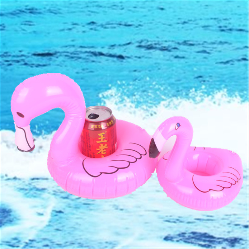 PVC inflatable floating flamingo can drink cup holder drinks holder