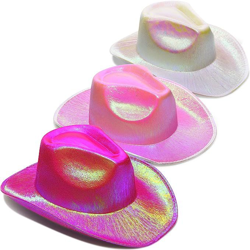 2024 Flashing Hats Wholesale Western Styles Pink Red White And Blue Women Wool Light Up Cowboy Hat