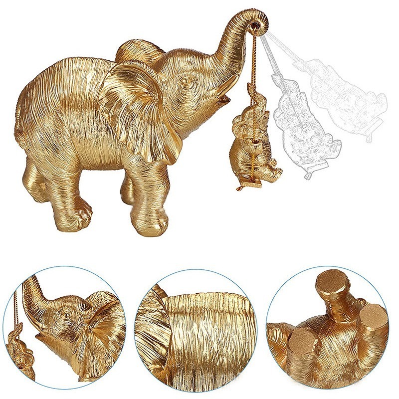 2023 Handmade And High Quality Resin Animal Statue For Home Decor Gold Elephant Decor