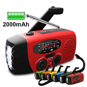 2000mah Portable Rechargeable Emergency Solar Hand Crank Radio Wb/noaa With Phone Charger And Led Torch Fm Emergency Radio