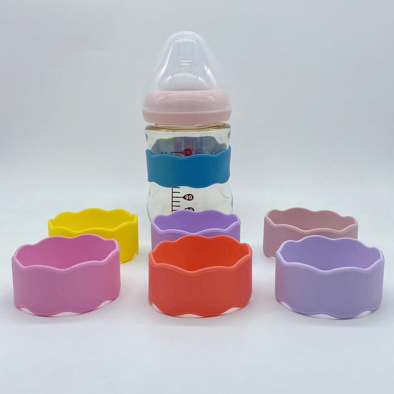 OEM reuse temperature resistance Baby Silicone Bottle Labels Sippy Cup Labels Band for daycare