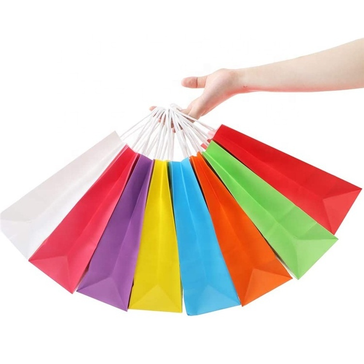 8 colors Kraft Paper Birthday Party Goody Bags With Handle Birthday Party Gift Bags For Kids Birthday Party Favor