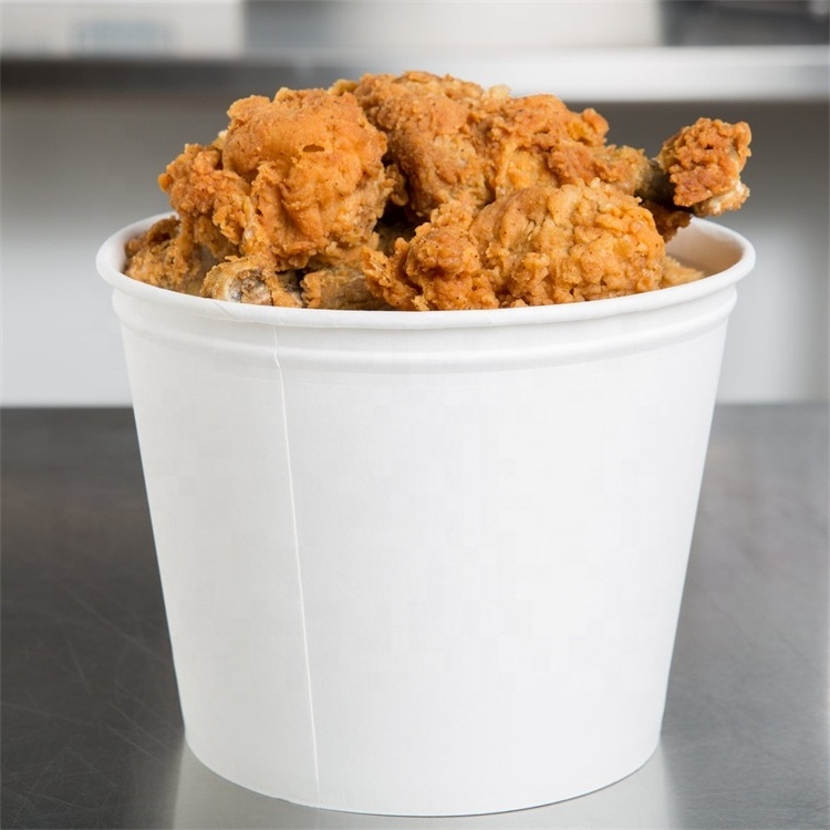 Custom disposable 64oz paper fried chicken wings buckets reusable with lid