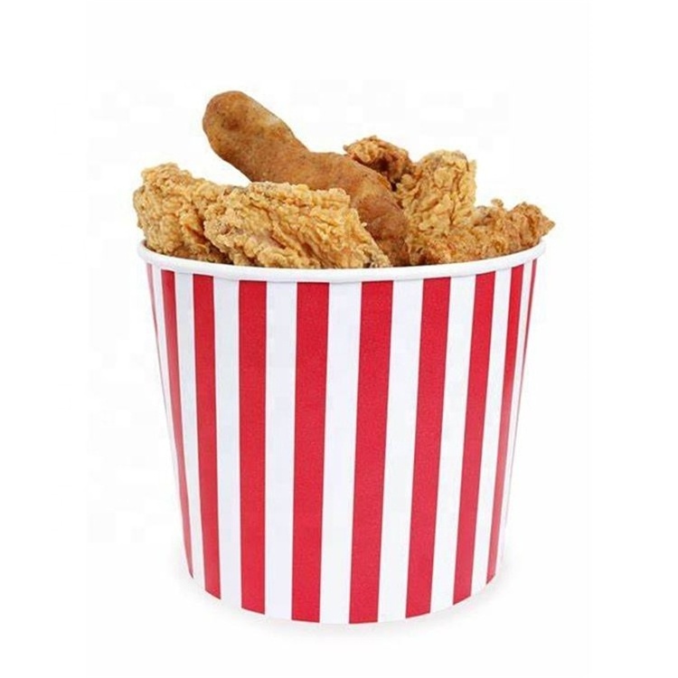 Custom logo disposable paper fried chicken bucket take out container with lid