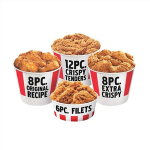 Custom logo disposable paper fried chicken bucket take out container with lid