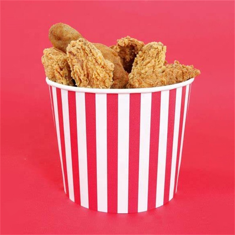 Custom disposable 64oz paper fried chicken wings buckets reusable with lid