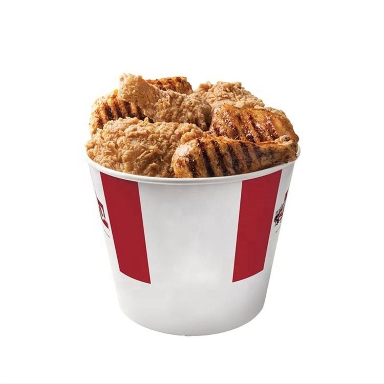 Custom logo disposable paper fried chicken bucket take out container with lid