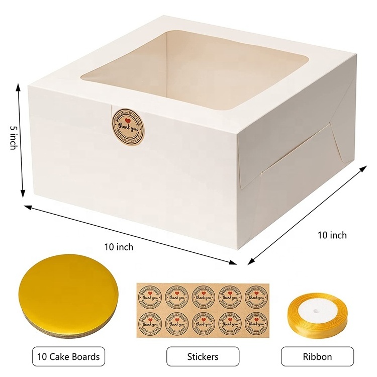 10 inch Cajas Para Pasteles Golden Sturdy Bakery Cake Boards Boxes With Window