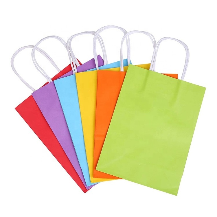 8 colors Kraft Paper Birthday Party Goody Bags With Handle Birthday Party Gift Bags For Kids Birthday Party Favor