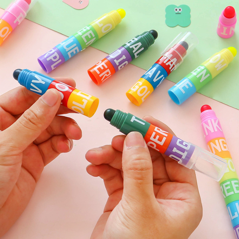 12 Colors Solid Highlighter Stick Set, Crayon Highlighter Pens For Kids and Adults Marking