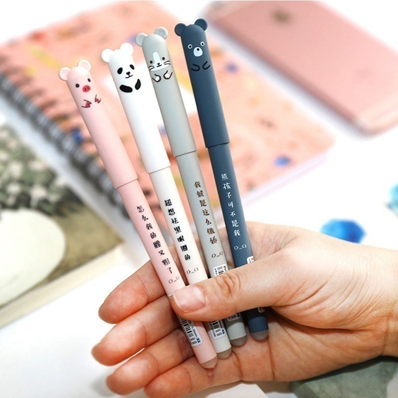 Amazon Hot Selling Kawaii erasable gel pen school office stationery the cute panda pig erasable pen