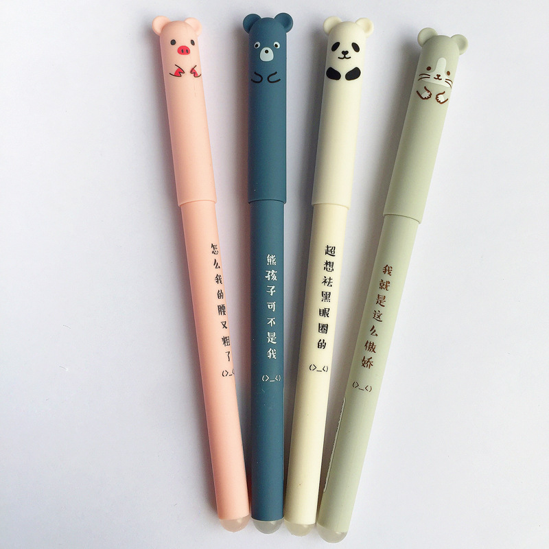 Amazon Hot Selling Kawaii erasable gel pen school office stationery the cute panda pig erasable pen