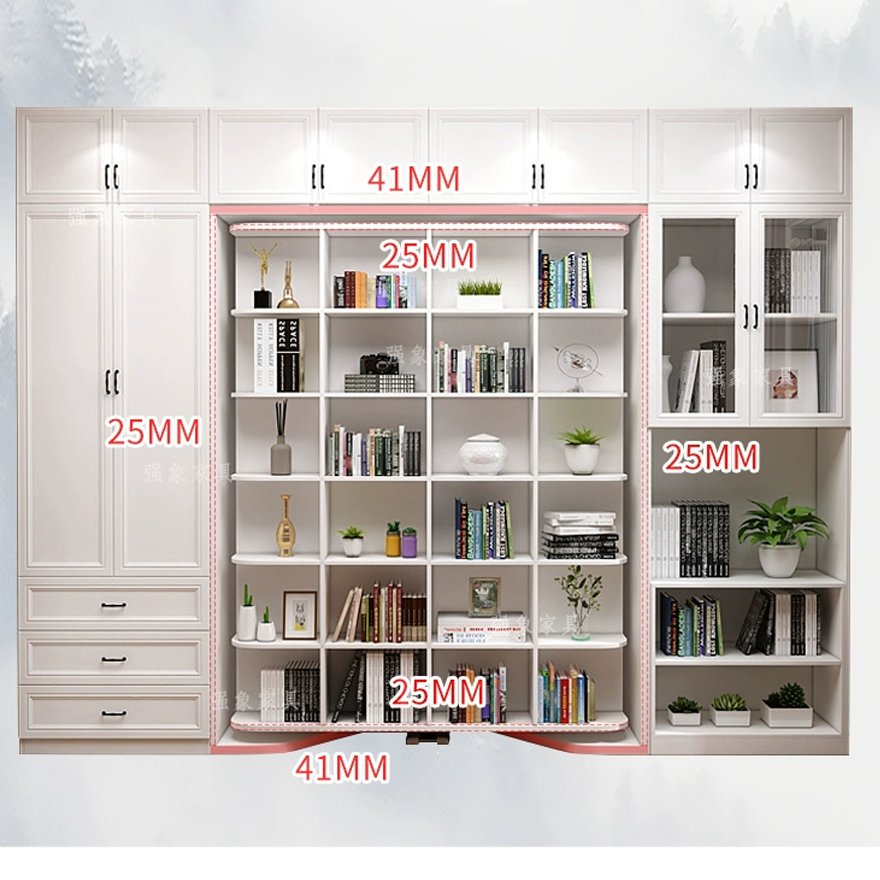 Custom Multifunctional Smart Vertical Rotating Hidden Wall Bed Folding Rotator With Bookcase Wardrobe Murphy Bed