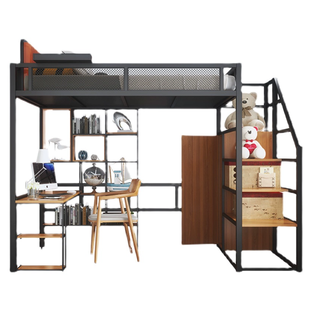 2023 Adults Metal Bed Factory Wholesale Hot-Sale Metal Queen Loft Bed With Desk