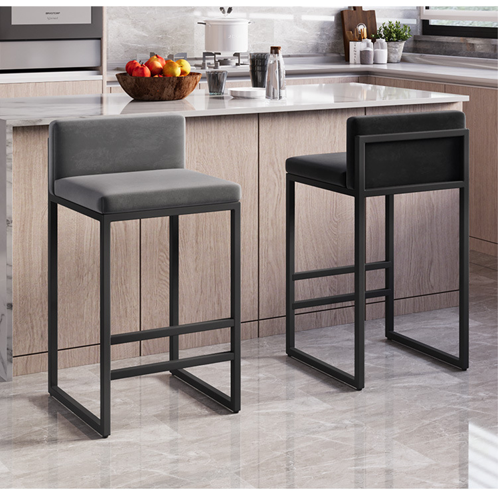 Wholesale Nordic Luxury Modern Breakfast Velvet Leather High Counter Height Bar Chairs Stools For Kitchen Restaurant Bar Table