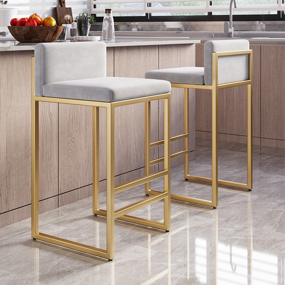 Wholesale Nordic Luxury Modern Breakfast Velvet Leather High Counter Height Bar Chairs Stools For Kitchen Restaurant Bar Table