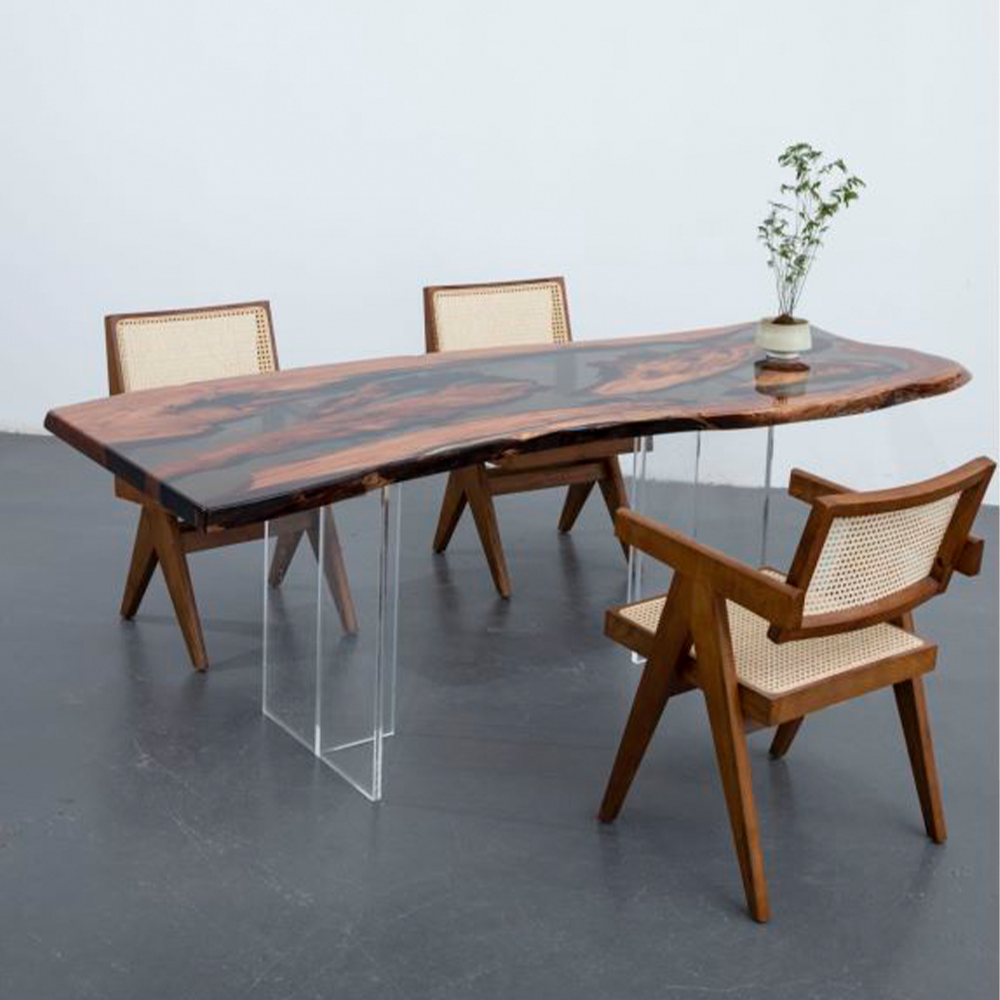 Morden Furniture Modern Wooden Slab Table Top Resin River Dining Table Wood Clear Epoxy Resin Table Top